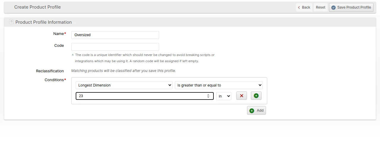 Building a Product Profile with the visual condition builder