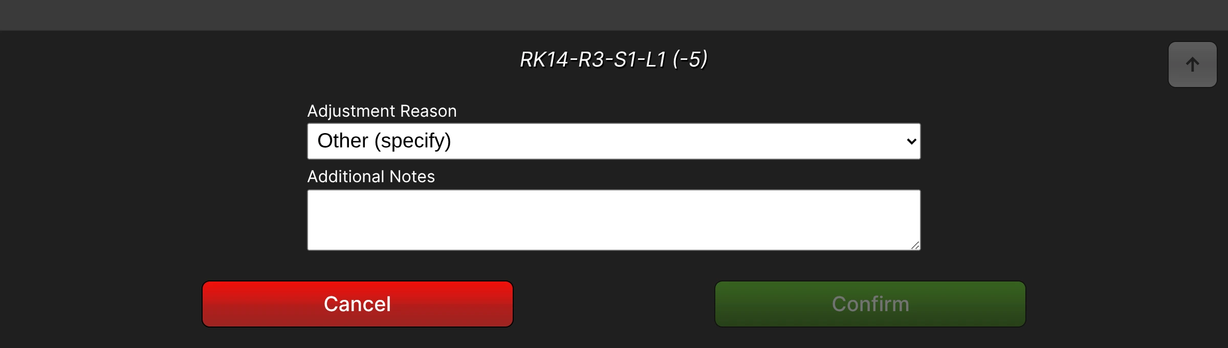 Overriding the Adjustment Reason on the Scanner for a single variance count, with an Additional Notes field